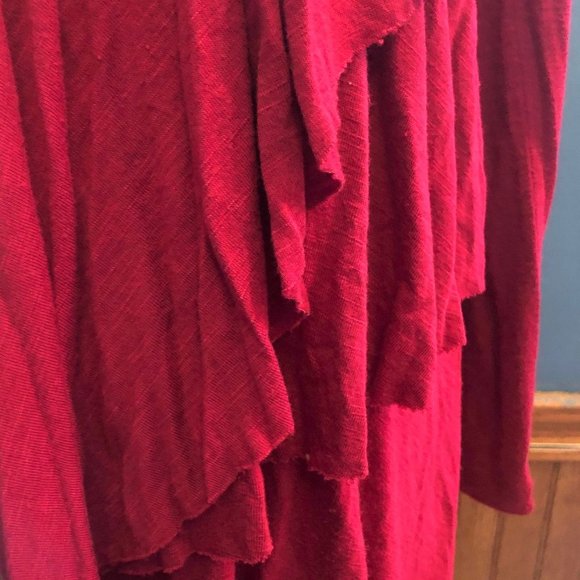 Dark Pink Sweater Cardigan ~ Ruffled ~ Layered ~ Long Sleeves ~ Size M - Picture 4 of 8